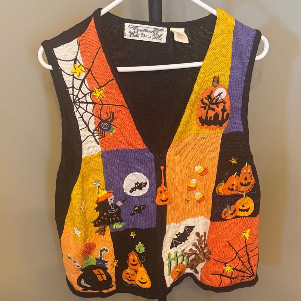 Tiara Halloween Women’s vintage Vest - Orange, Purple, Black